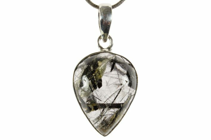 Glassy Tourmalinated Quartz Pendant - Sterling Silver #369888